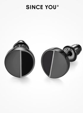 Since You吃豆人养耳洞耳钉男款纯银高级感耳环女潮酷黑色耳饰