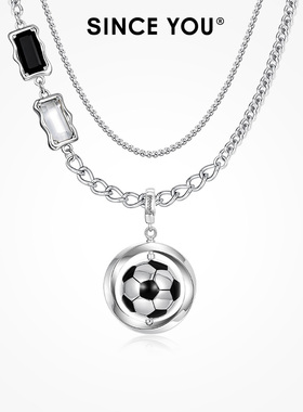 Since You无限足球项链男纯银吊坠嘻哈运动风可刻字双层锁骨链女