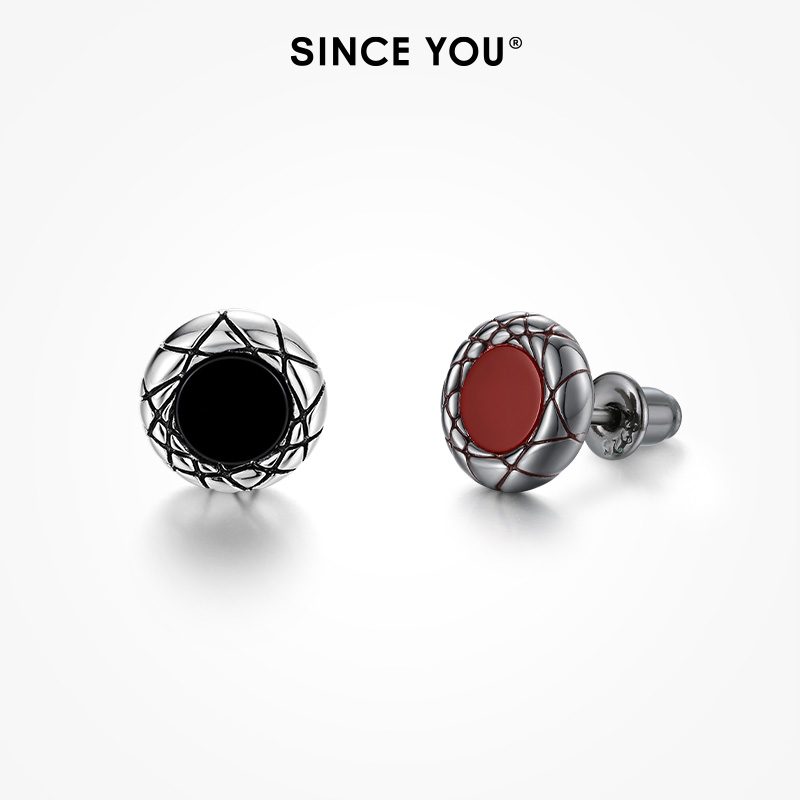 SinceYou暗黑蛇纹耳钉男复古