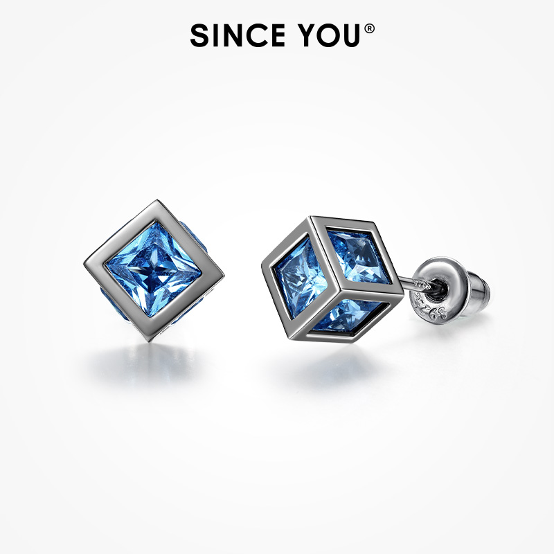 SinceYou魔方耳钉纯银中性风