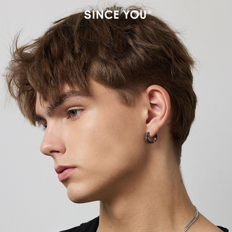 SinceYou蛇来运转耳环男纯银