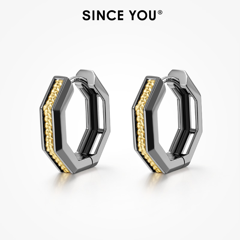 SinceYou金色麦穗耳环男士纯银