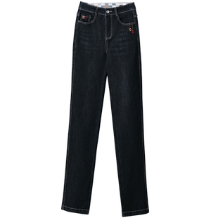 直筒牛仔裤女秋冬季加绒2025新款中年妈妈裤弹力高腰中老年裤款式