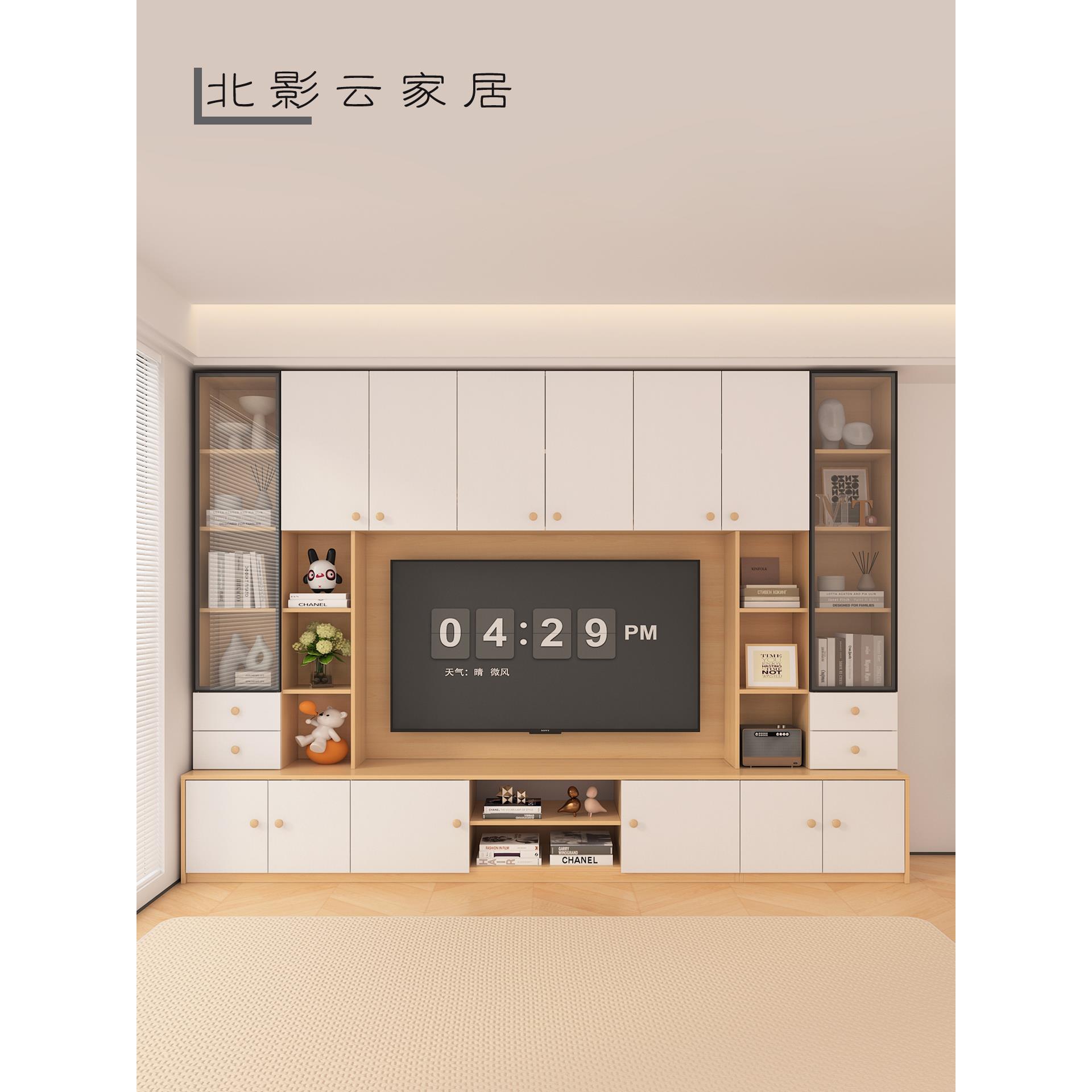 [香港包邮]现代简约电视柜书柜组合墙客厅背景墙多功能玻璃背景电