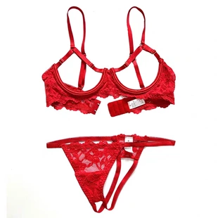 小胸显大！蕾丝有钢圈上托聚拢镂空胸罩情调内衣显胸奶罩文胸套装