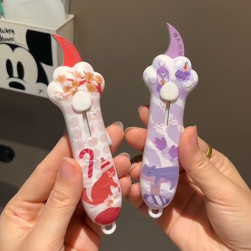 猫爪快递刀可爱高颜值可伸缩随身快递多用小刀裁纸刀手工划刀礼物