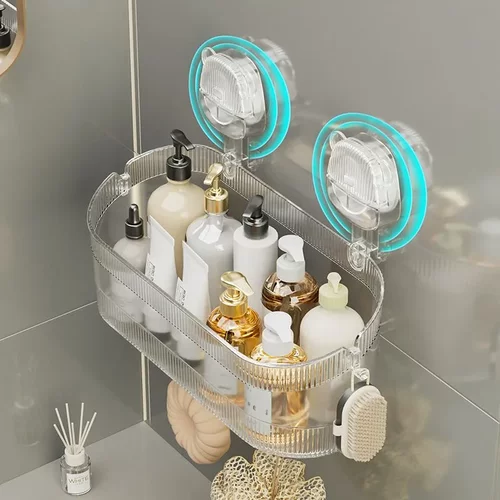 吸盘式置物架打孔卫生间浴室收纳