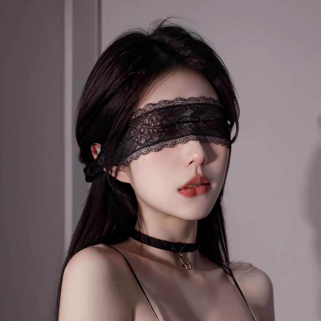 黑色蕾丝眼罩禁欲系遮眼丝带可爱兔女郎面具性感蒙眼发箍猫女发饰