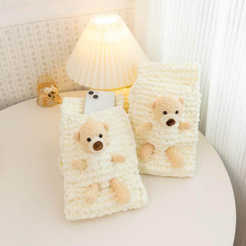 围巾毛线手工diy口袋熊材料包送男女友送闺蜜手织围脖保暖可爱