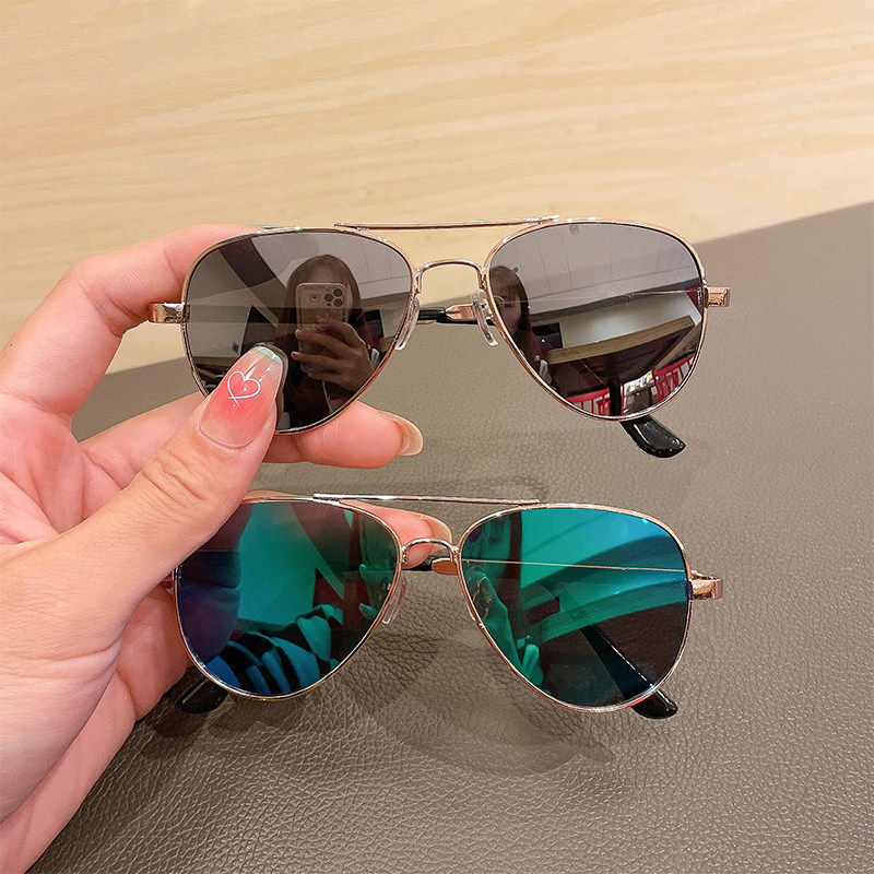 儿童太阳镜潮时尚宝宝复古金属墨镜防紫外线男童女童洋气遮阳眼镜