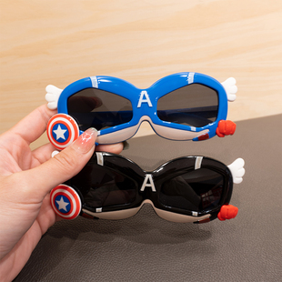 儿童太阳镜卡通美国队长男童偏光眼镜防紫外线男孩玩具遮阳墨镜潮