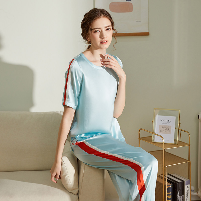 真丝运动风家居服套装