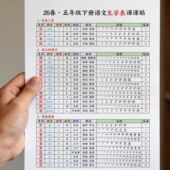 26人教版 五年级下册语文生字课课贴写字表部首笔顺笔画组词不干胶