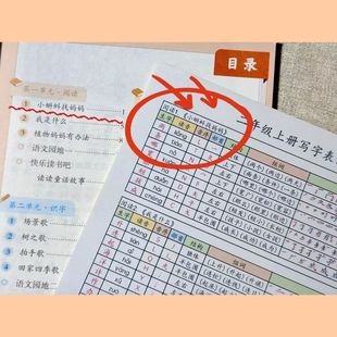2025新版二年级语文上册课课贴生字表读音笔顺笔画组词不干胶粘贴