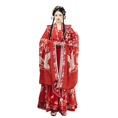 慕晴瑶【莲鹤语】汉服女款宋制齐腰襦裙重工刺绣中式凤冠霞帔婚服