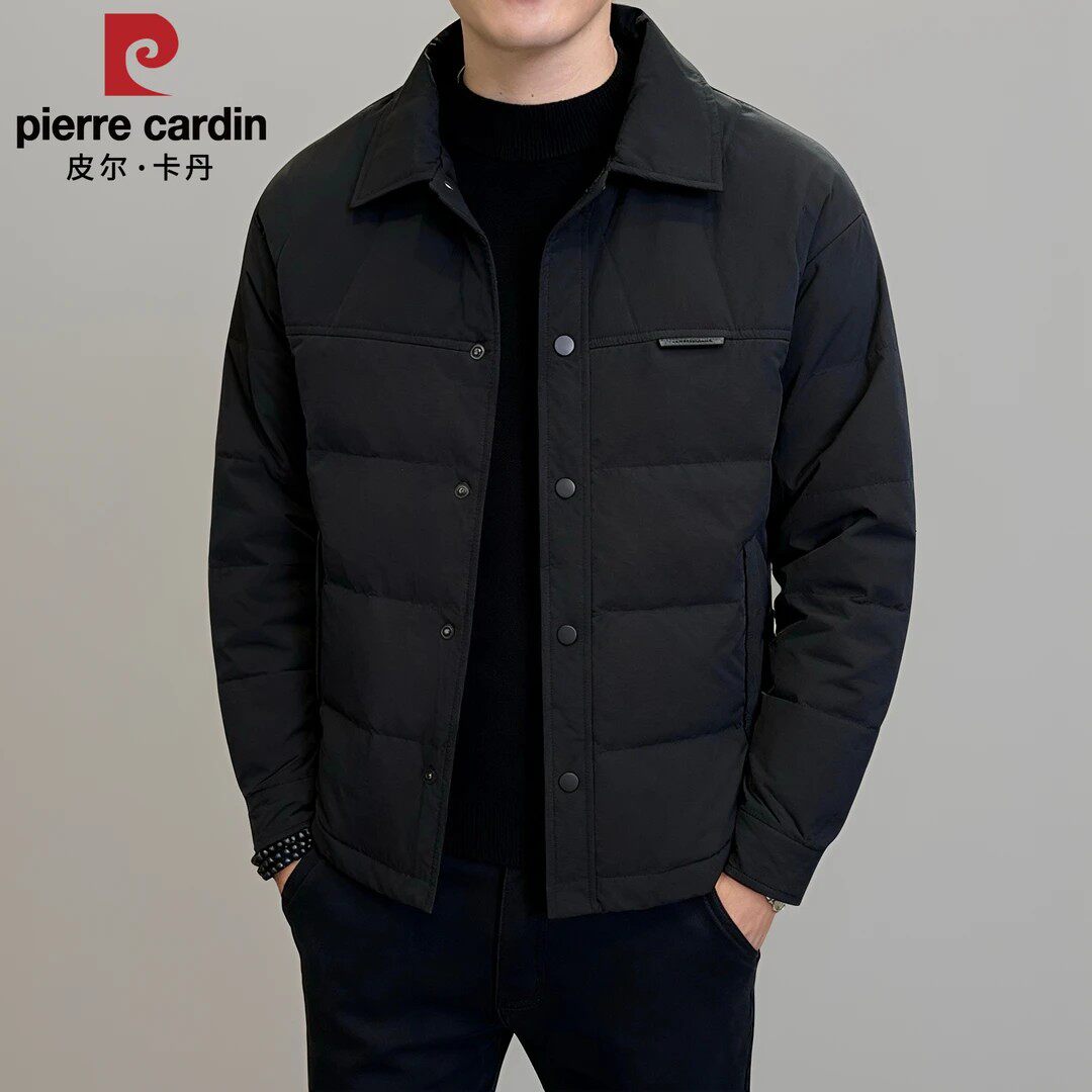 皮尔卡丹新款男士轻薄白鸭绒羽绒服秋冬季中青年休闲保暖夹克外套