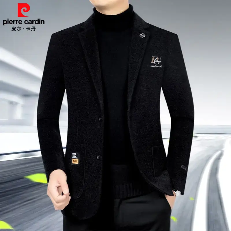 皮尔卡丹新款男士休闲西服秋冬季厚款爸爸装商务韩版西装外套