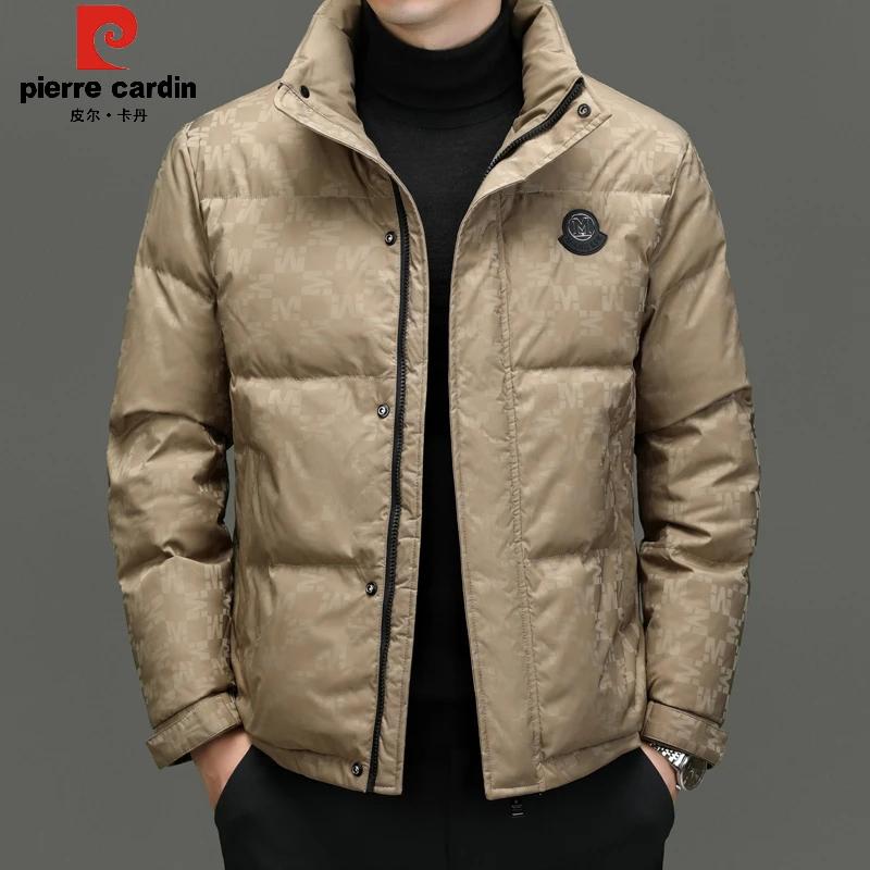 皮尔卡丹男士90%白鸭绒羽绒服冬季新款加厚保暖短款立领冬装外套