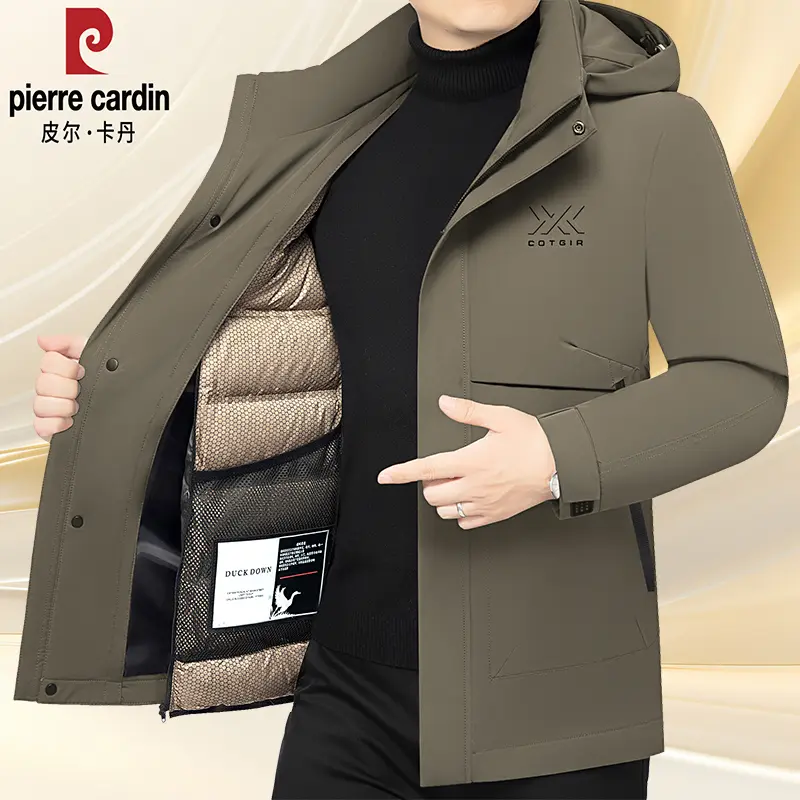 皮尔卡丹男装鸭绒羽绒服内胆可脱卸冬季男士加厚保暖商务休闲外套
