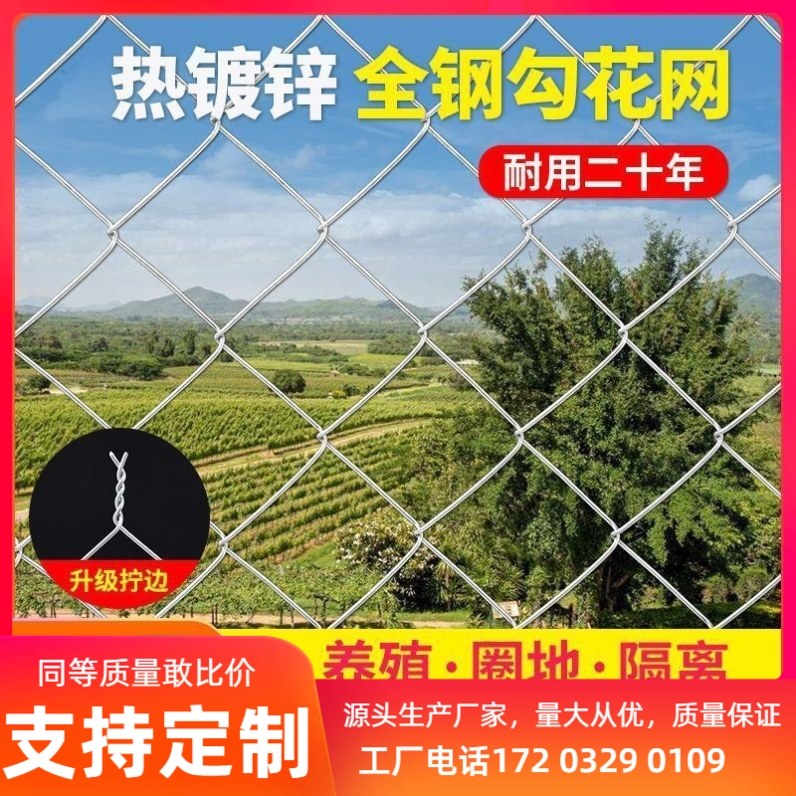 热镀锌钢丝勾花网养殖鸡鸭铁丝网拦户外果园围网养牛羊狗网格栅栏