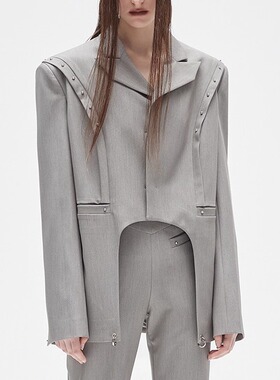 ARTBRUT灰色西装外套女高级设计感小众别致2023新款辣妹西服宽松