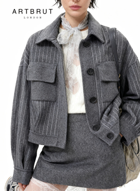 ARTBRUT原创设计 羊毛大衣条纹面料复古休闲大衣AY186H2