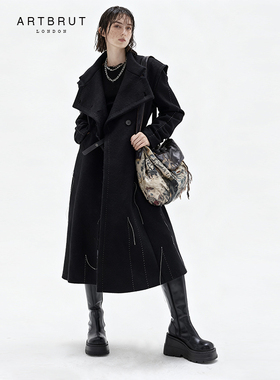 ARTBRUT高级圈圈绒羊毛呢子大衣毛呢外套女冬2023新款中长款防寒