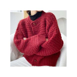 2026春装针织衫女新款洋气外穿休闲百搭爆款宽松麻花毛衣外套女