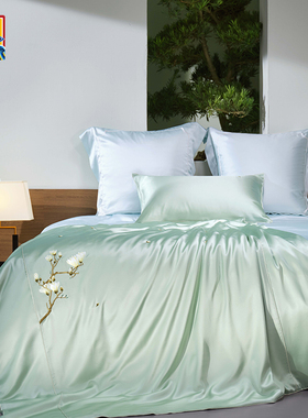 皇锦真丝手绣单人蚕丝被子两件套-玉兰HJ11668