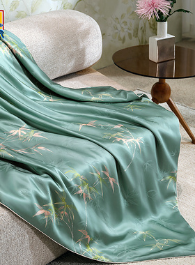 皇锦桑波缎印花儿童被小方毯-竹韵HJ11728