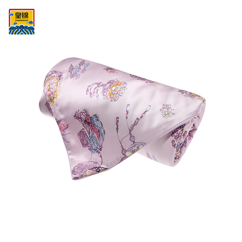 皇锦真丝印花盖毯小方毯HJ11478,床上用品,蚕丝被,淘宝优惠券,粉丝福利购,淘宝优惠卷
