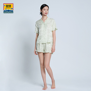 染翠HJ21486 家居服分身套装 皇锦含桑蚕丝桑波缎提花短袖 短裤