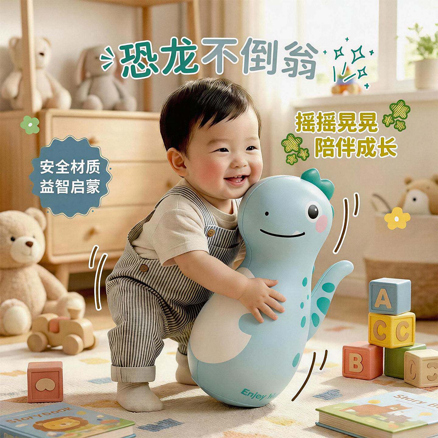 新款充气恐龙不倒翁大号婴幼儿