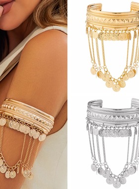 欧美敦煌风金属流苏臂镯