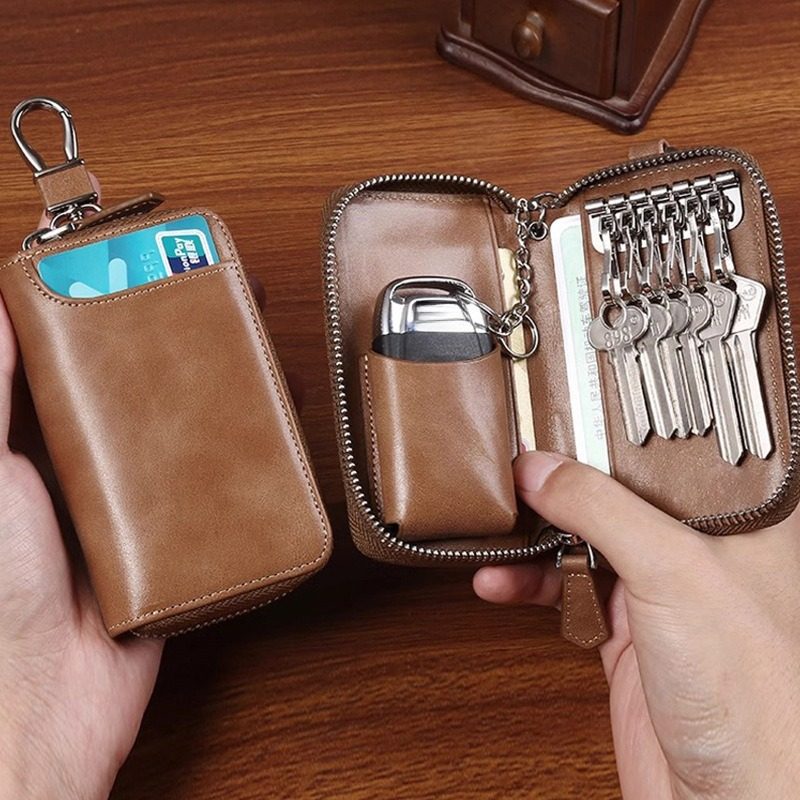 2025年新款钥匙包大容量软皮钥匙收纳包男款牛皮汽车锁匙包套女款