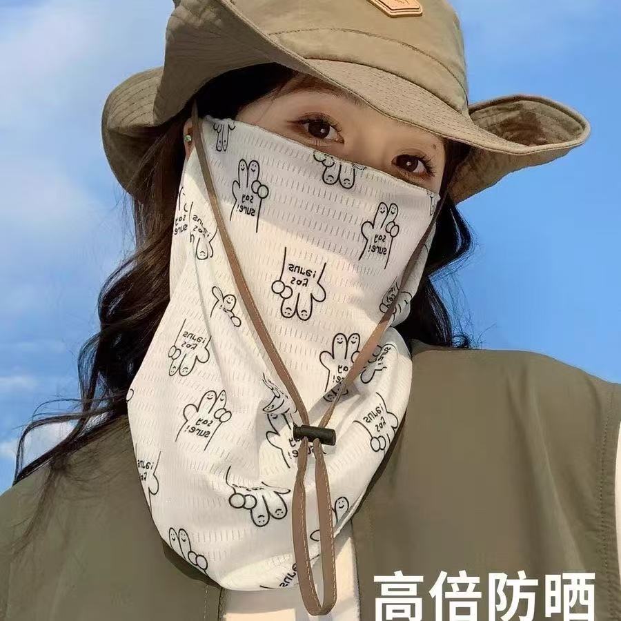 骑行防晒面罩女丝质护颈一体式