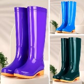 高帮防滑牛筋底雨靴劳保胶鞋 女士雨鞋 高筒水鞋 可爱水靴子厨房成人