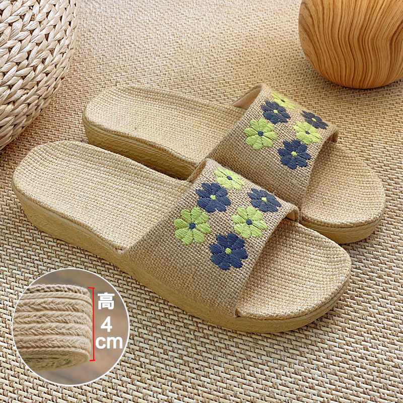 厚底外穿居家型增高麻编拖鞋