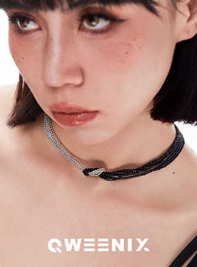 设计感气质银色多层项链QWEENIX