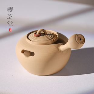 白泥段泥侧把砂铫壶跳盖潮州手作煮水壶煮茶壶明火电陶炉炭炉可用