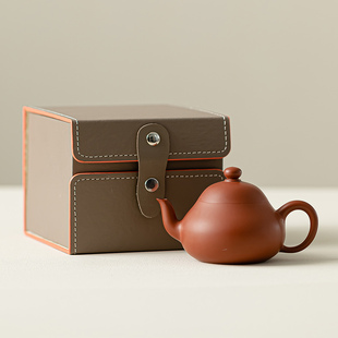 梨壶潮州手拉壶朱泥壶原矿泥料 120ml单枞泡茶壶工夫茶具冲茶壶