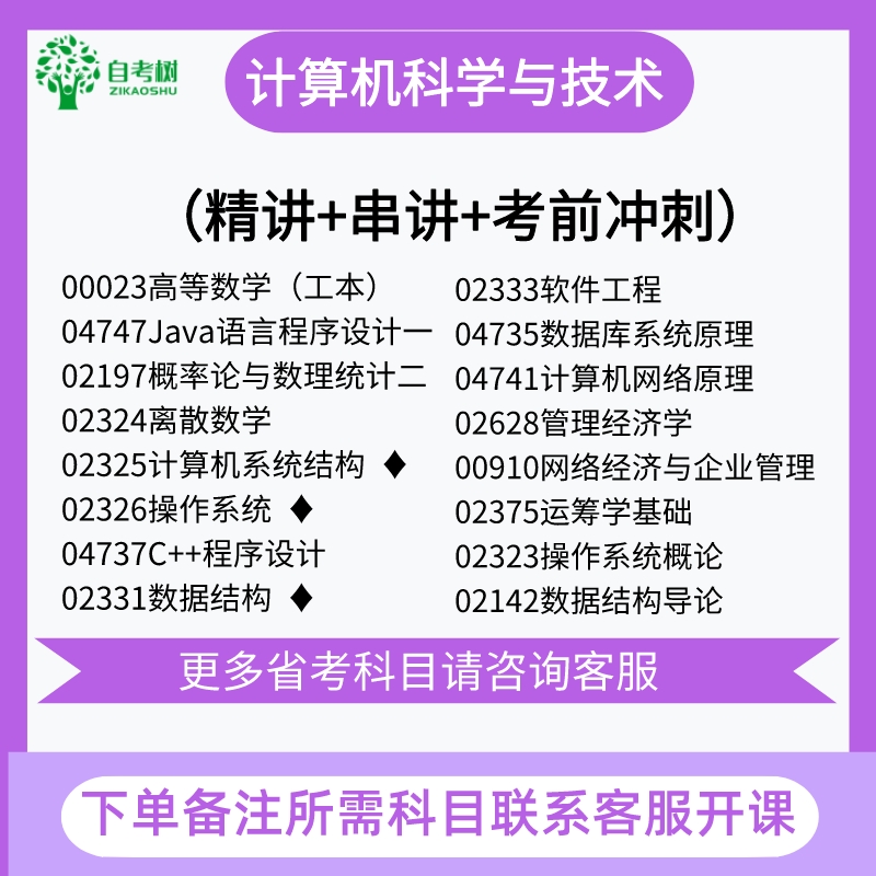 自考树2024年自考计算机科学与技术串讲精讲班(备注科目专本都有) 教育培训 自学考试/统招专升本培训 原图主图