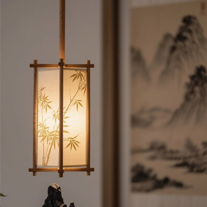 中式宋代美学小吊灯复古实木过道走廊玄关吧台床头灯文艺装饰灯具