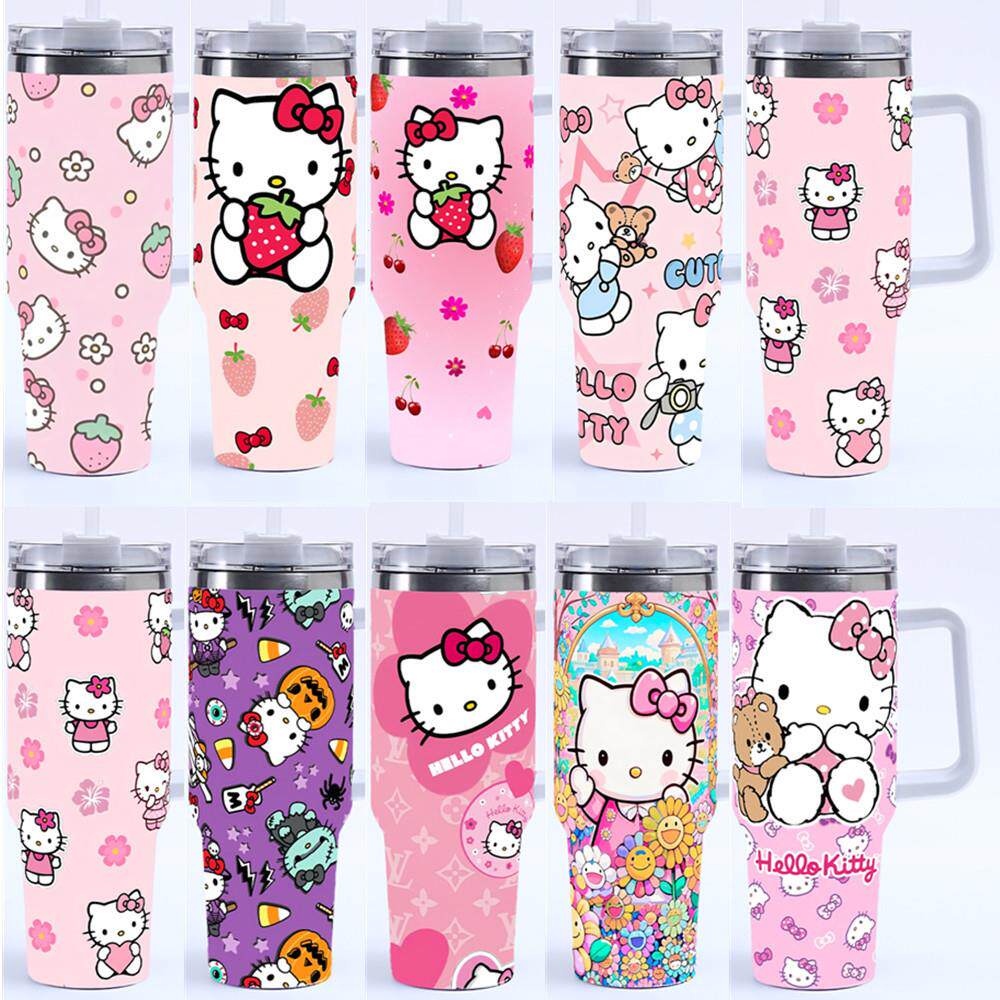 跨境hello kitty 40OZ水杯不锈钢保温保冷汽车杯带手柄车载冰霸杯