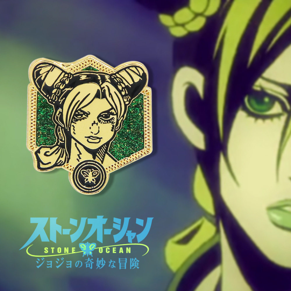 jojo的奇妙冒险石之海 空条徐伦闪粉金属徽章 同人仿珐琅蝴蝶胸针