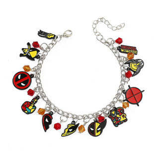 跨境热销欧美影视金刚狼死侍饰品手链DIY合金滴油吊坠饰品手链