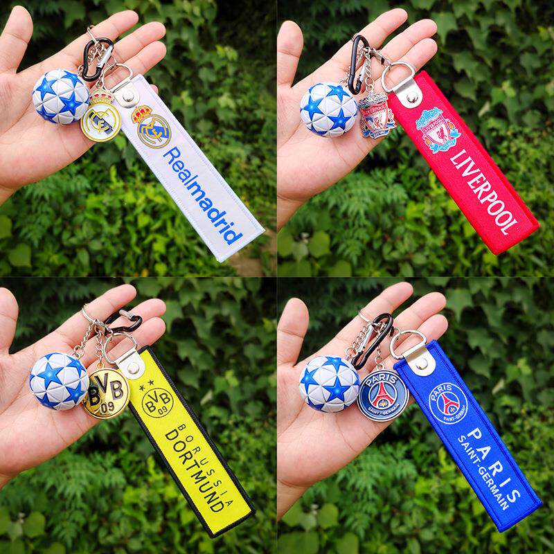 皇马利物浦尤文巴黎切尔西马竞AC米兰足球队徽钥匙扣彩色纪念品