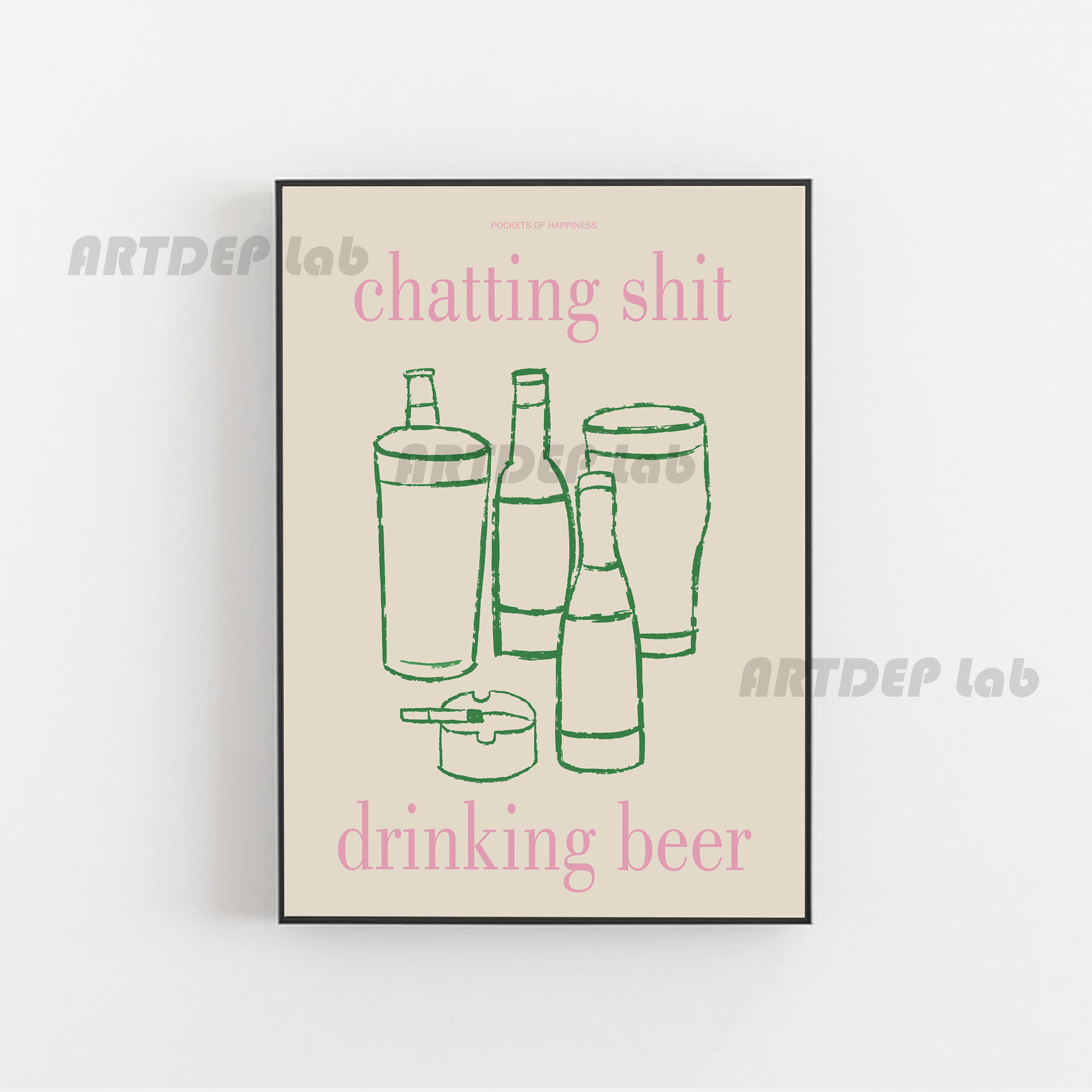 ATD聊天闲谈 酒吧咖啡馆复古手绘插画文字海报纸质印刷装饰画墙贴图片