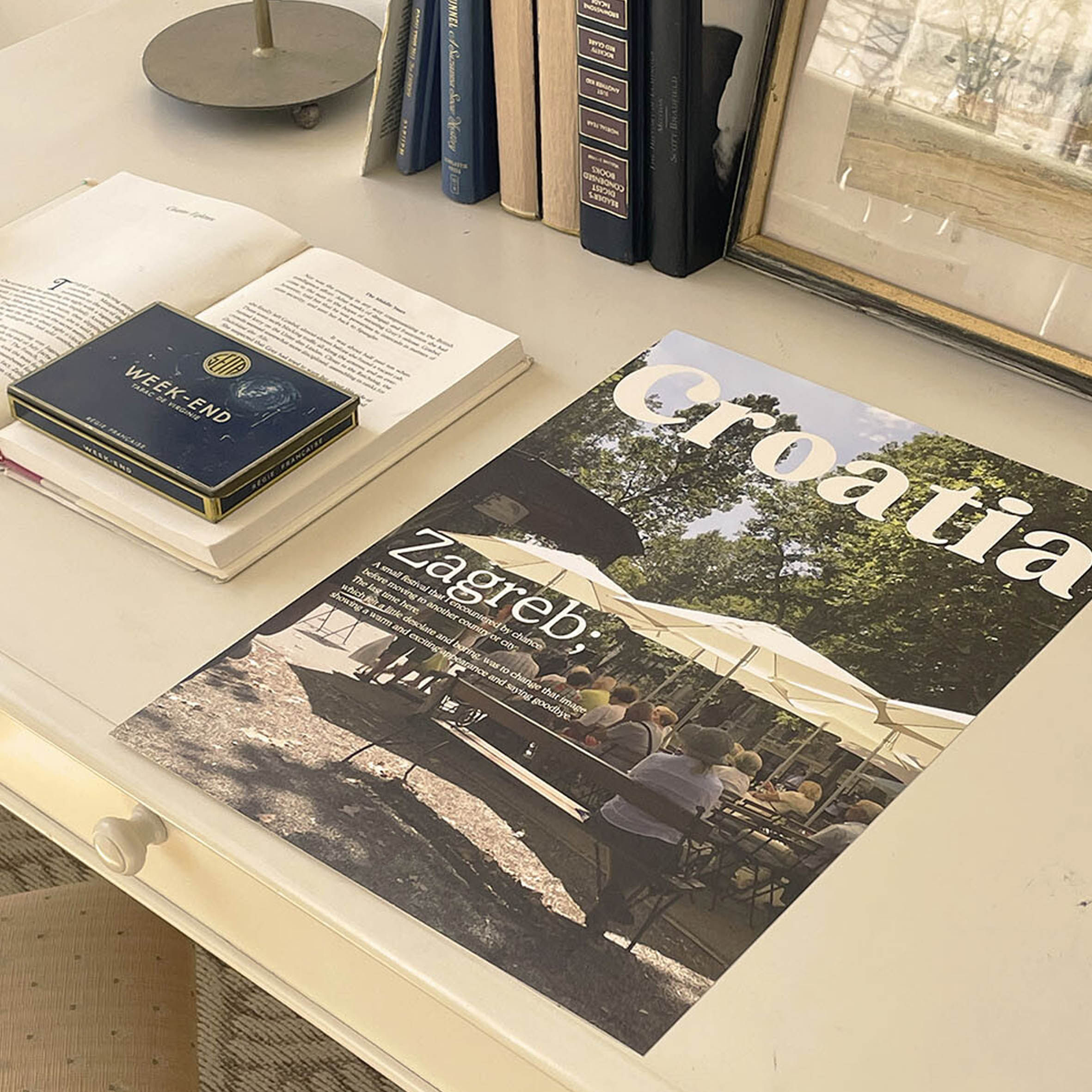 咖啡馆书店小众复古画芯海报