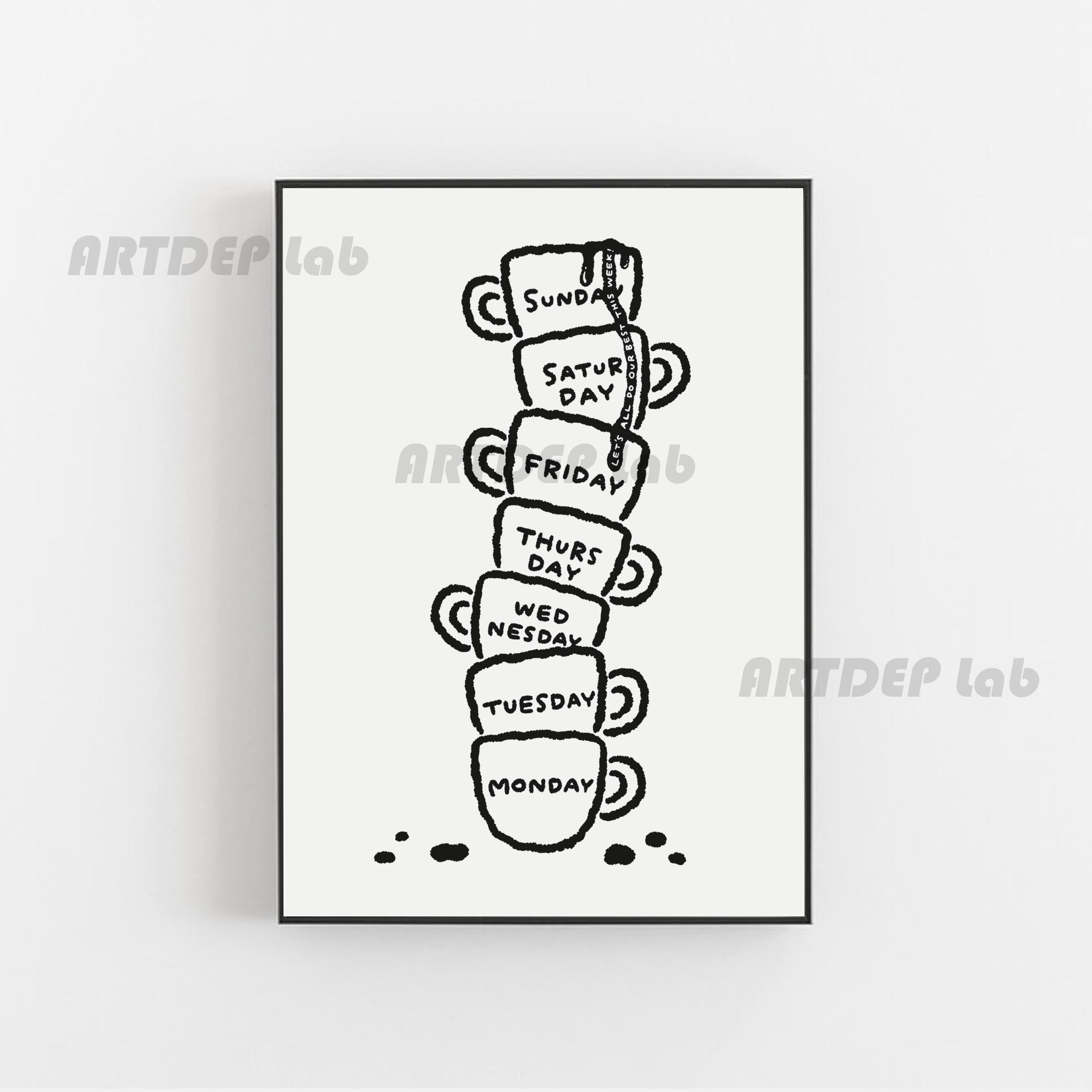 ATD一周咖啡复古纸质装饰画